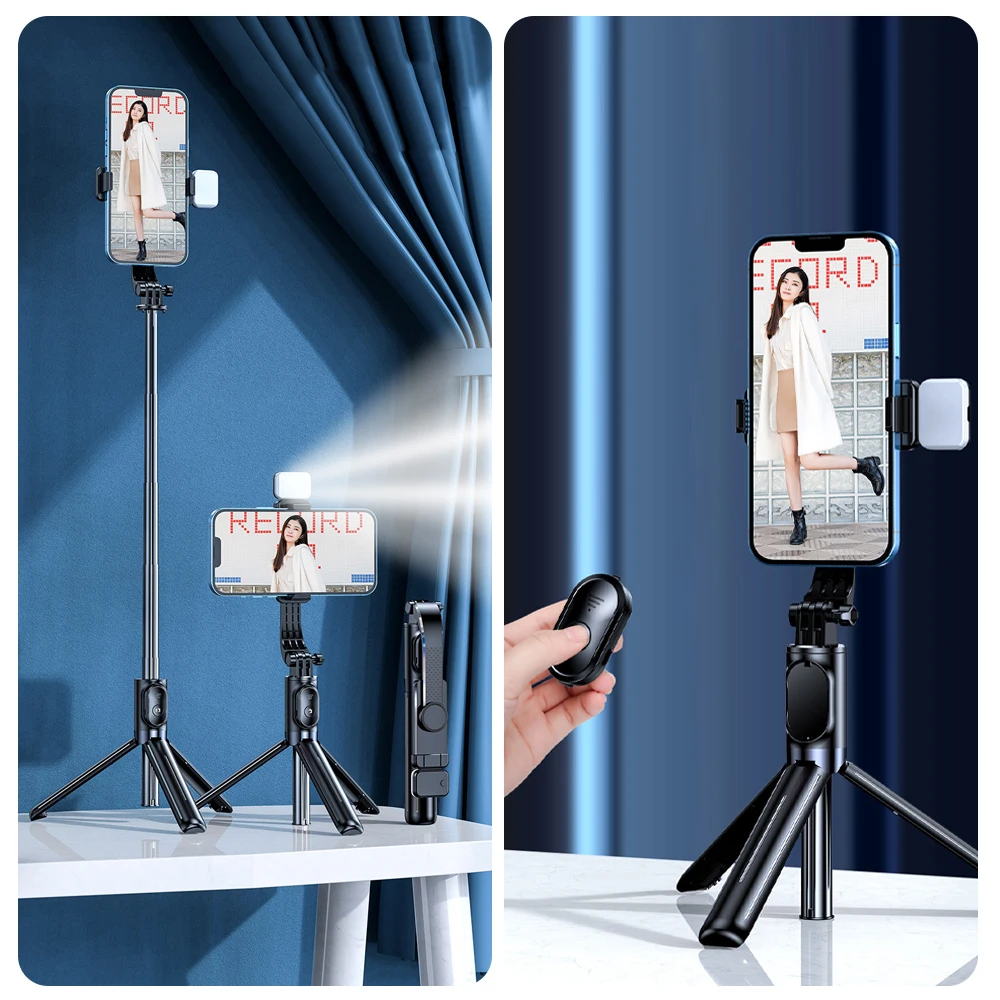 

Remote Shutter Fill Light Bluetooth Selfie Stick Portable Retractable Multifunctional 103CM Phone Holde Tripod With Selfie light