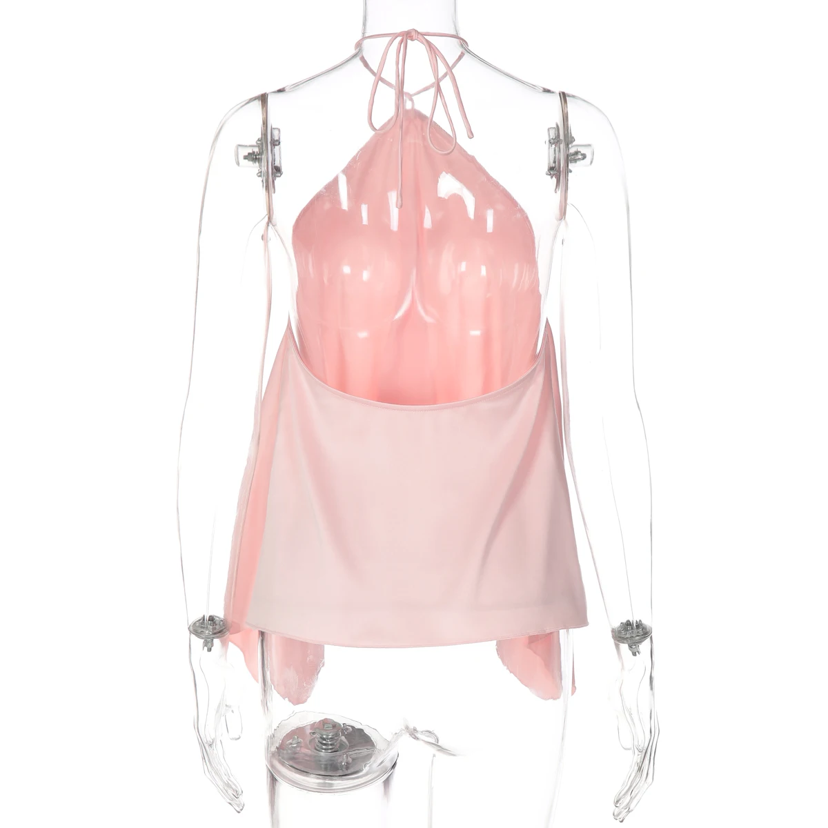 Hugcitar Modisches Neckholder-Top mit Schnürung, Rückenfreies, Unregelmäßiges, Einfarbiges, Sexy Crop-Top für Damen, Niedliche Kleidung für Strand, Urlaub und Party – Detail 4