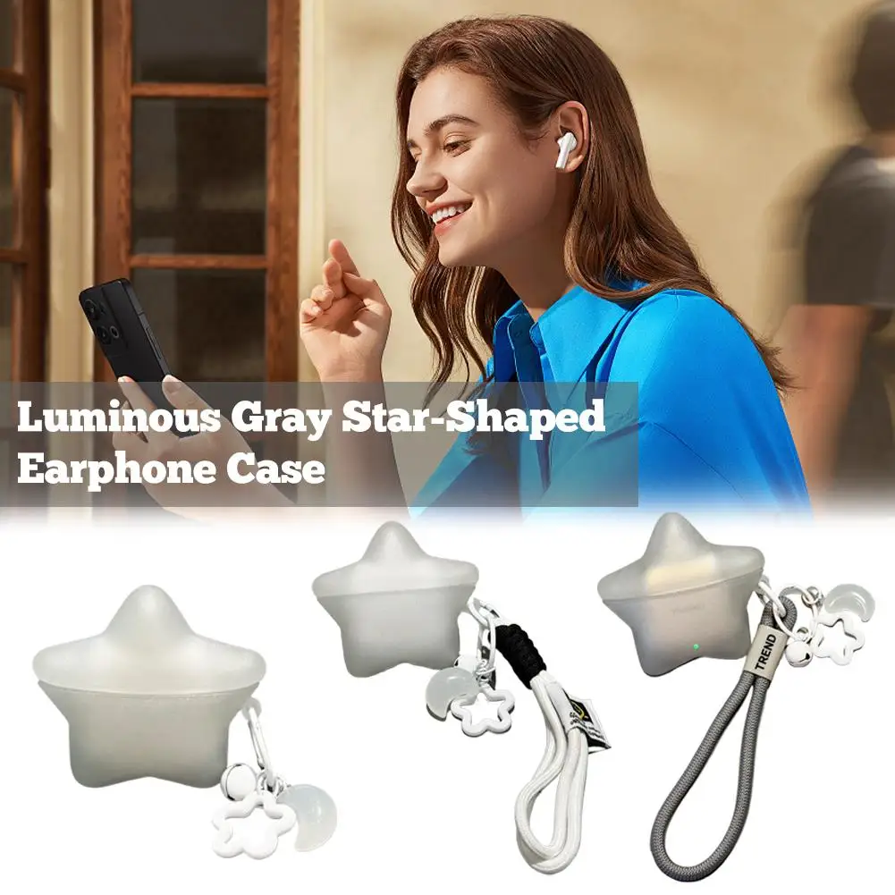 For AirPods Pro 1 2 3 Apple Pro Case Glow In Dark Translucent Gray Star Silicone Soft Cover Bluetooth Earphone Accessory