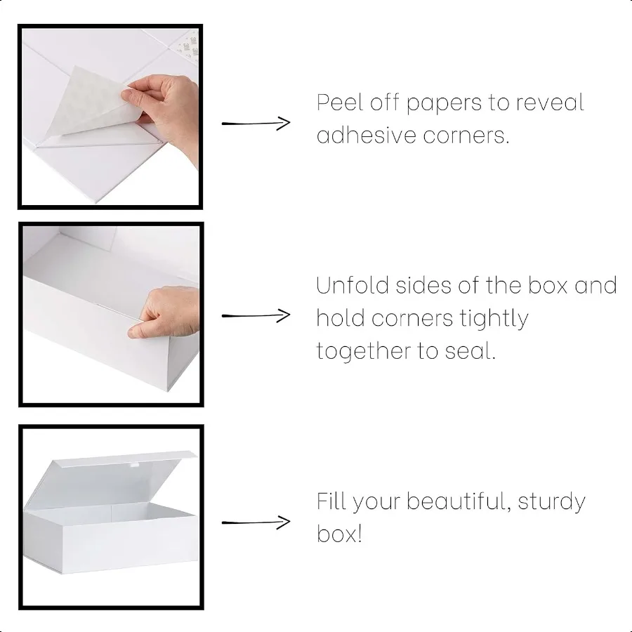 Purple Q Crafts White Hard Gift Box With Magnetic Closure Lid 14 x 9 x 4 Rec Favor Boxes With White Glossy Finish 1 Box
