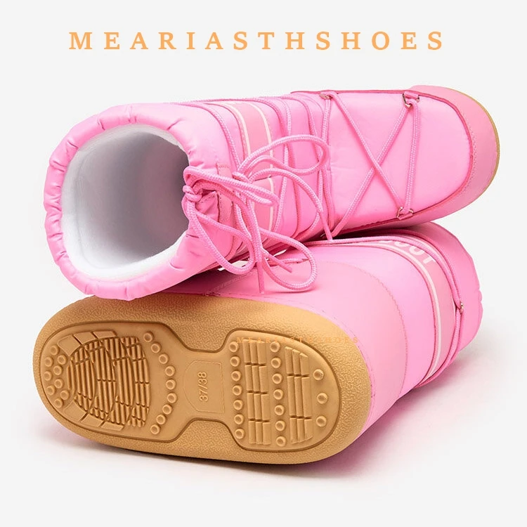 

Розовые зимние ботинки, белые женские зимние ботинки до середины икры, морозостойкие противоскользящие утепленные хлопковые лыжные ботинки на толстой платформе, размер 35-42