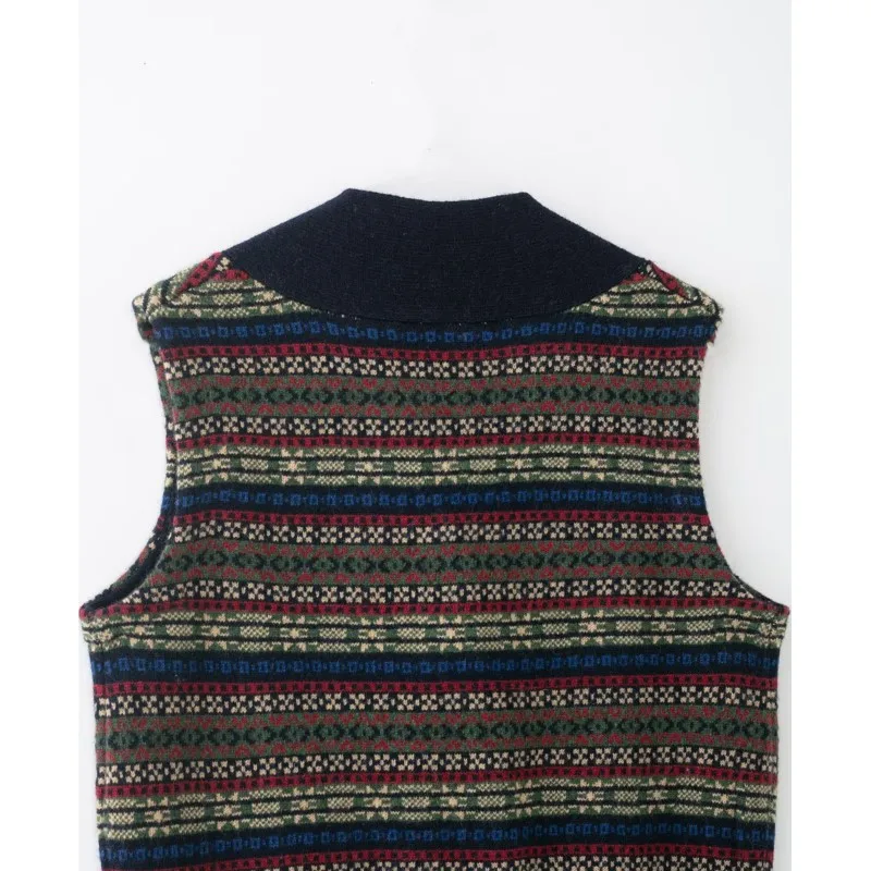 المرأة الصوف الجاكار محبوك سترة الخريف الشتاء الخامس الرقبة أكمام زر سترة الإناث صدرية الموضة غير رسمية #6