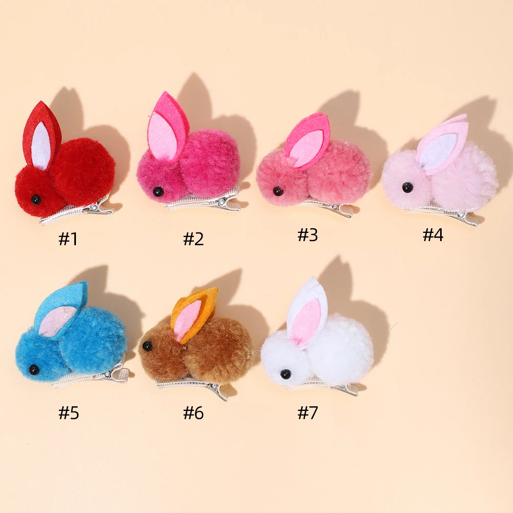 New Cute Bunny Hairpins Kids Plush Bunny Barrette Headwear Animal Children Hair Clips Sweet Girls Hairpins Hair Accessories