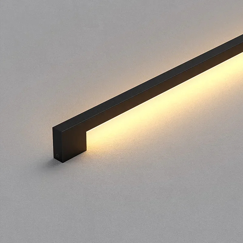 Modern Extremely Narrow Black Long Strip Wall Lamp Corridor Bedroom Bedside Living Room Decoration Bar Shape Lighting Fixtures