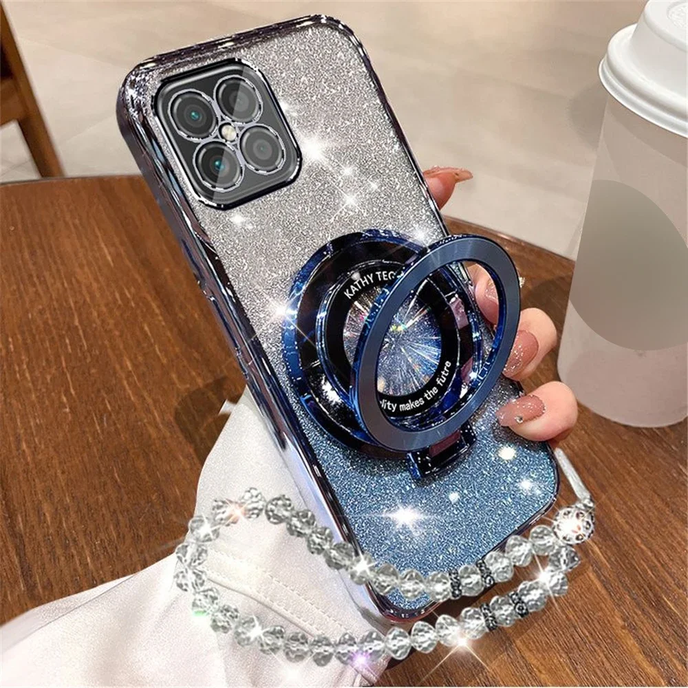 Voor Xiaomi 14T Glitter Kristal Armband Telefoon Houder Case Voor Xiaomi 13T 12T 11T 14T Pro 13 12 11 Lite 5G NE Stand Silicon Cover