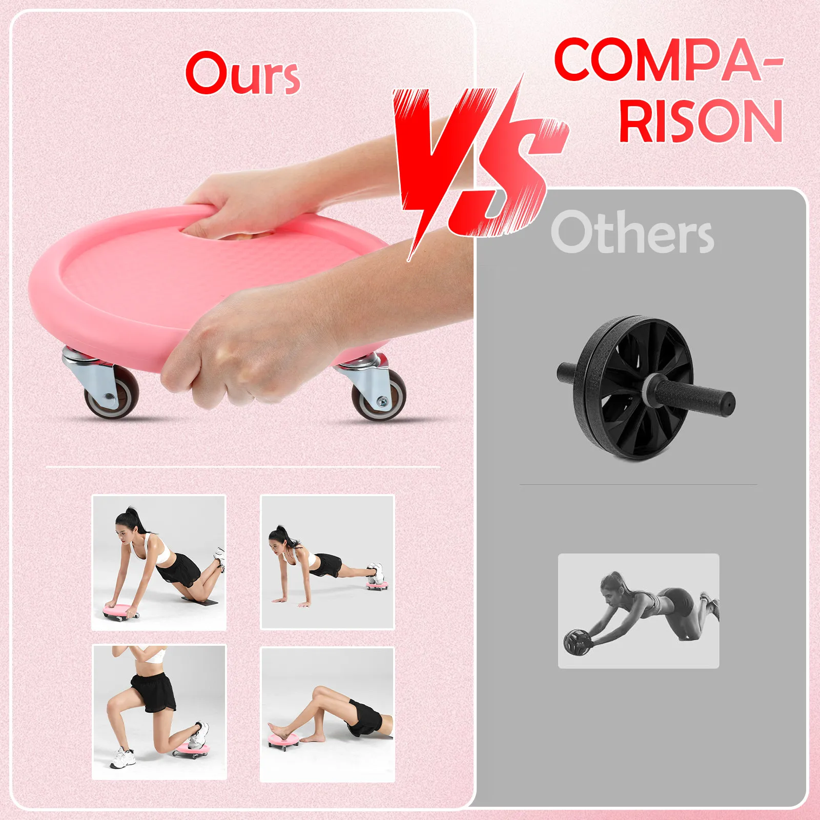 Four-Wheeled Ab Roller Board with Mat Multi-Directional Abdominal Exercise Equipment Home Workout Fitness Core Exercise Wheel
