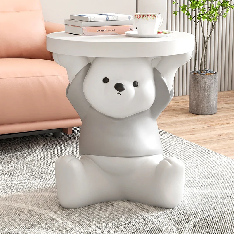 Home Decor Bear Statues Animal Side Table Nordic Room Decor Figurines Bedside Cupboard Living Room Decorative Round Coffee Table