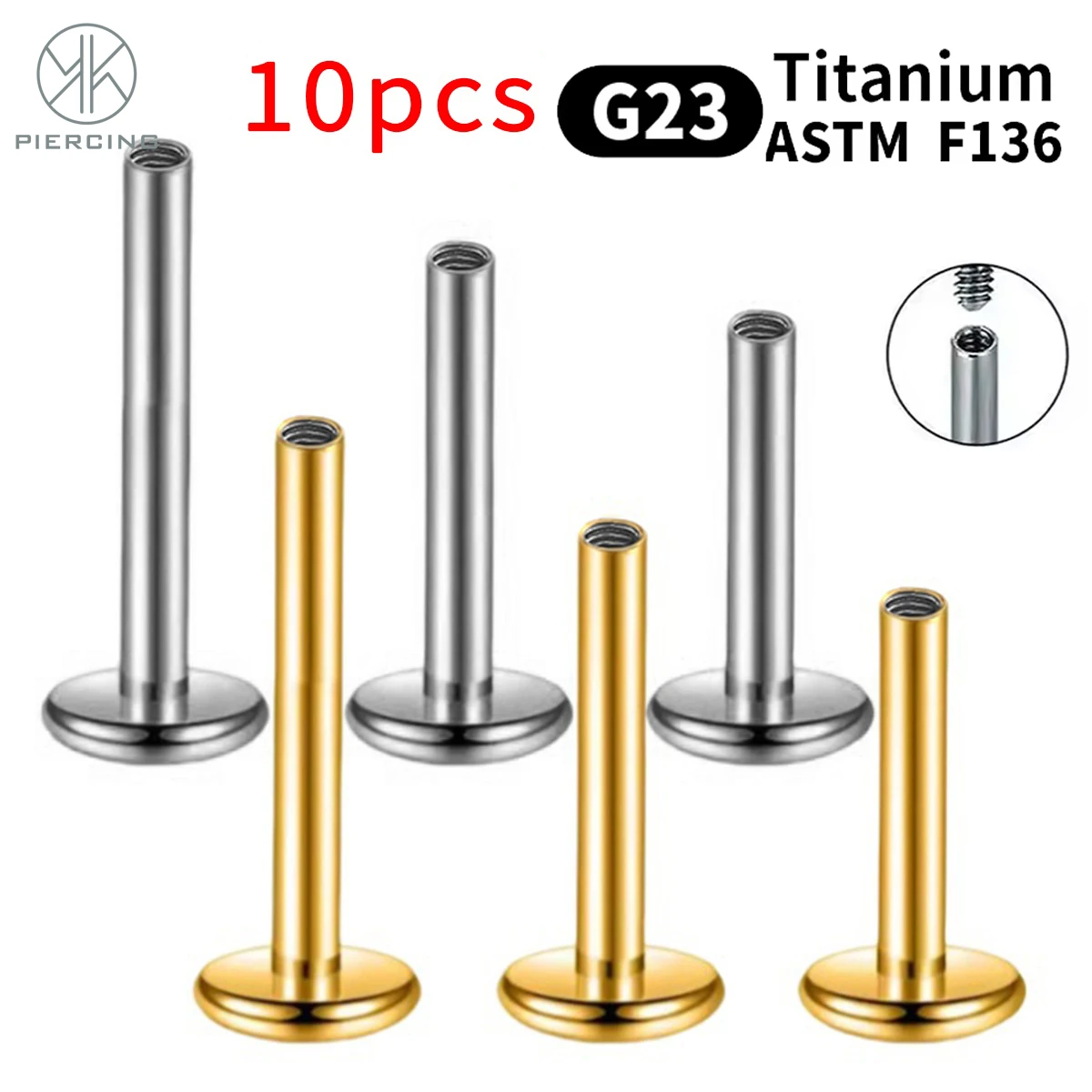 10pcs Titanium G23 Nose Ear Bone Studs Body Piercing Jewelry Suitable for Cartilage Classic Punk Earrings Daily Wear Accessories