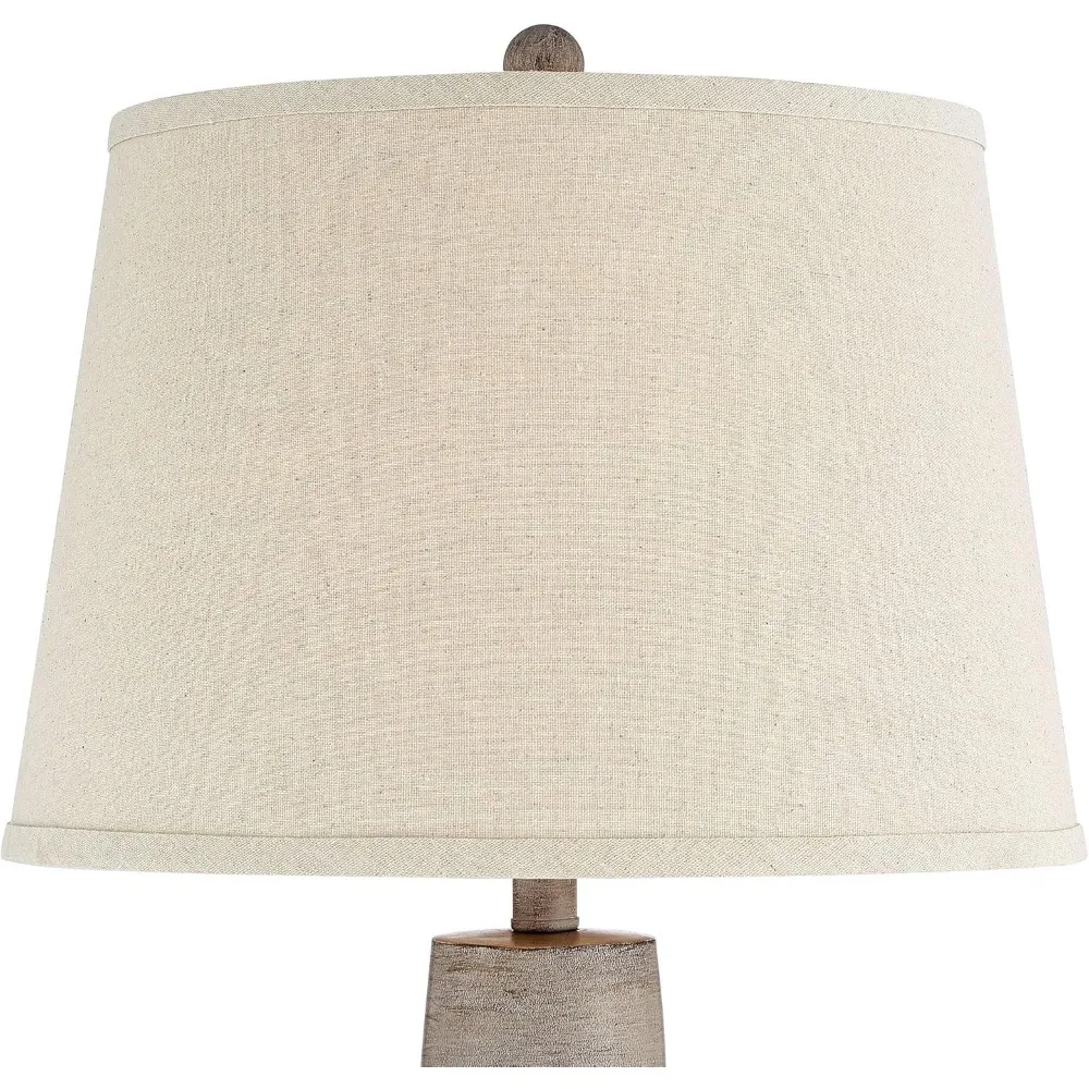 مقابس WiFi الذكية لغرفة المعيشة، مجموعة مصابيح طاولة طويلة مكونة من قطعتين على طراز كوخ طبيعي مع لهجات Terra Cotta الرمادية، Sou