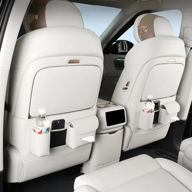For Lynk&Co 900 Second Row Seats Multi Functional Anti Kick Pad Leather Tissue Box Storage Water Cup Holder Interior Accessories