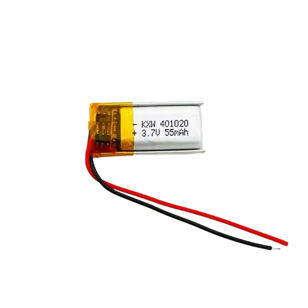 Mini 401020 3.7V 55mAh Rechargeable Li-Polymer Battery for Watches, Bluetooth Headphones Beauty Devices Small Electronic Devices
