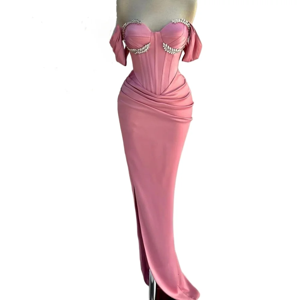 

Glamorous Off The Shoulder Sweetheart Mermaid Cystal Decoration Evening Dress For Women Floor Length Gowns