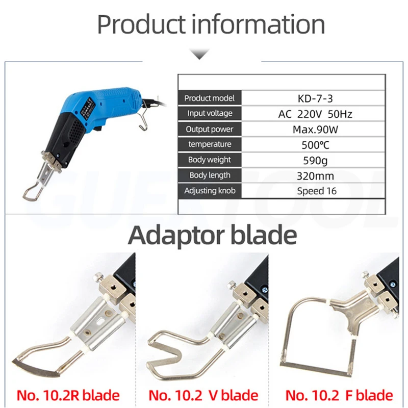 Hand Held Hot Knife Tecido Cortador, elétrica faca quente, temperatura ajustável, corte de nylon, derreter, 220V