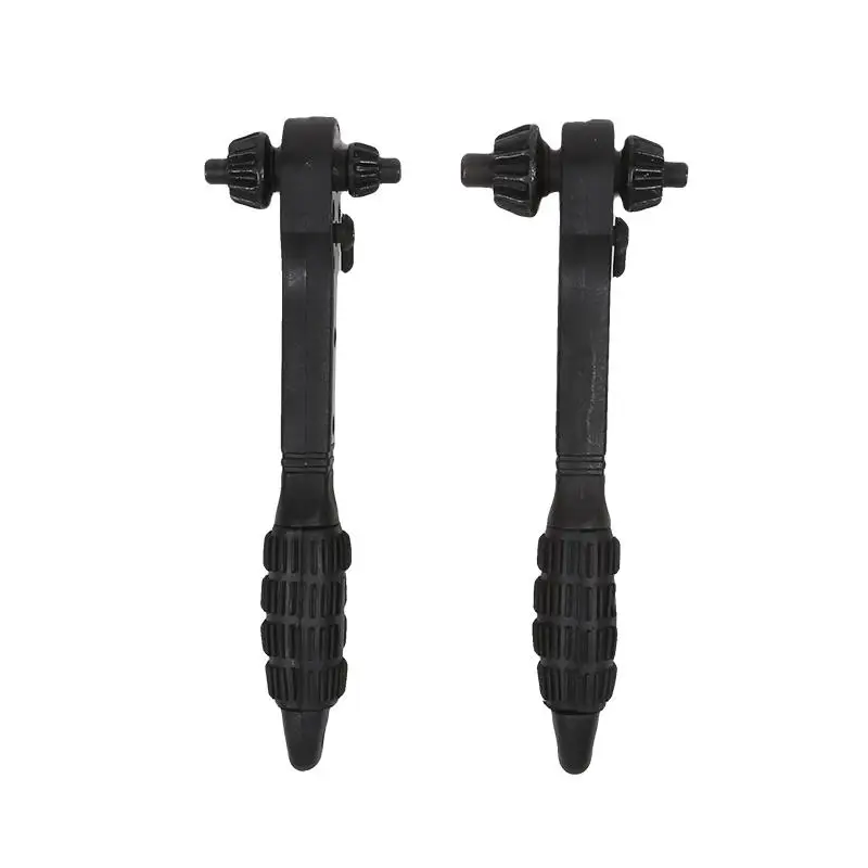 Dual End Two In One Ratchet Wrench Black Multifunctional Drill Chuck Key Hand Repair Tool For Hardware Maintenance Work
