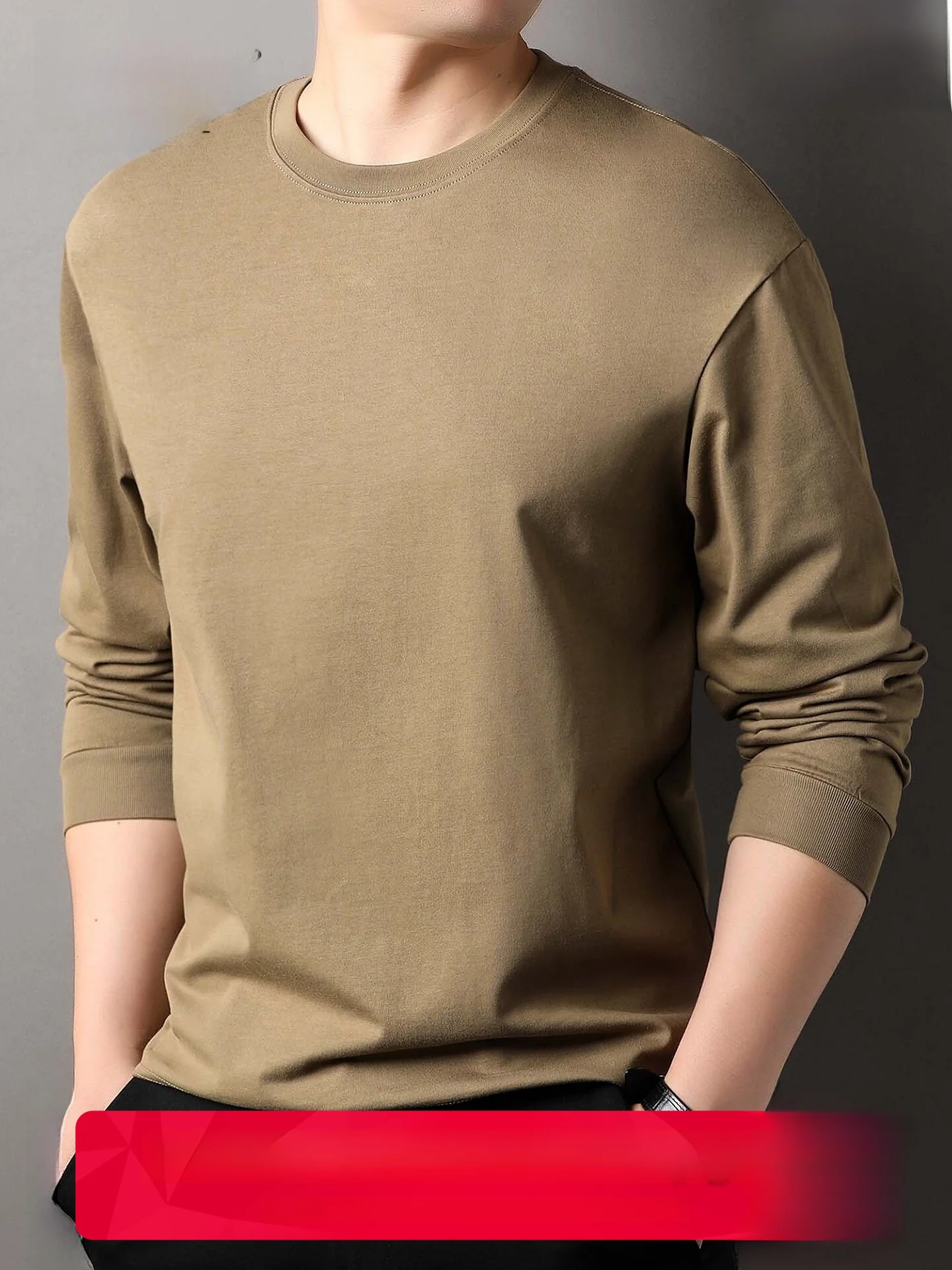100% Cotton Long Sleeve T-Shirt Men's Casual round Neck Overhead Top Fashion Urban Style Standard Fit Washed Effect Daily Wear