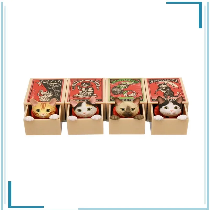 

Genuine Matchbox in Of Cat Gashapon Kawaii Children's Day Gifts Keepsake Childhood Memorie Collect Ornaments Figure Model Toys