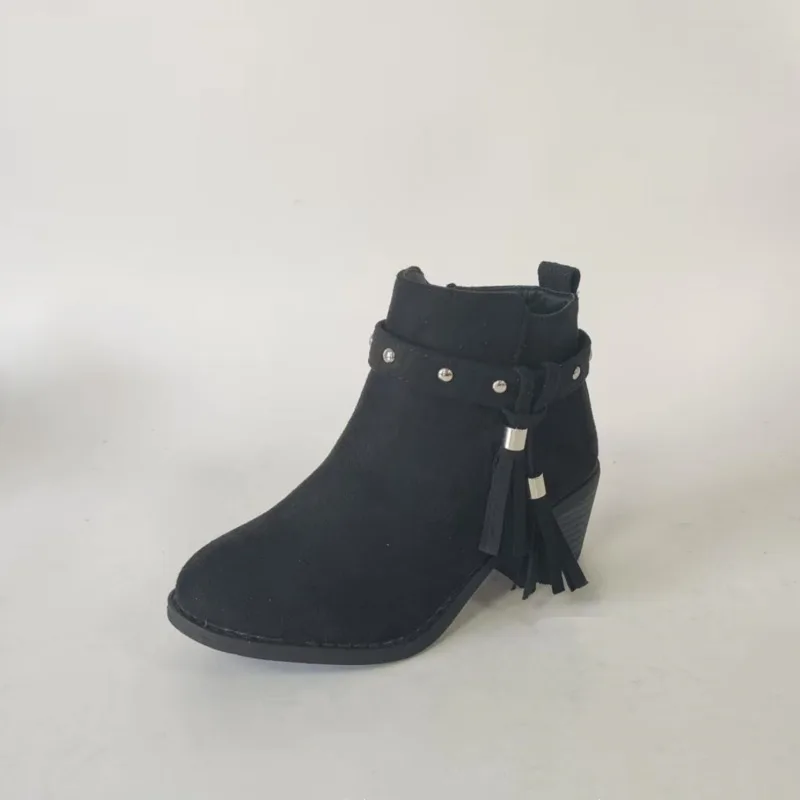 Girls Short Boots Rivets Tassel Simple Fashion Children Catwalk Princess Boots Kids Low Heels PU Boots Spring Autumn 2025 New