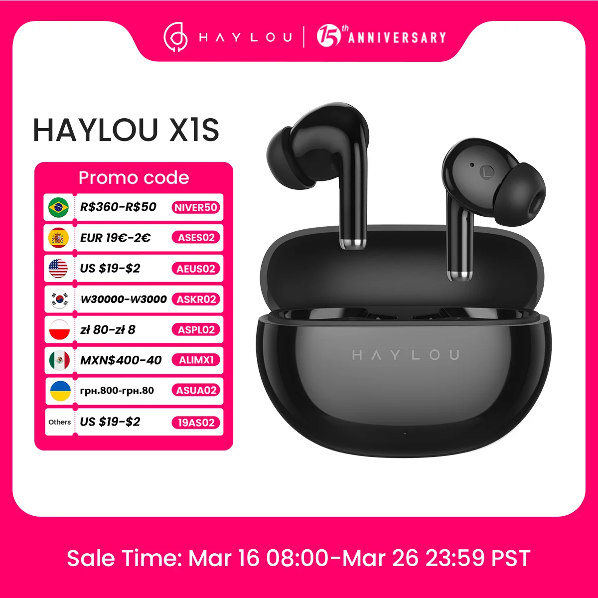 HAYLOU X1S Wireless Bluetooth Headphones In-ear Design Earbuds Bluetooth 5.3 10mm Dynamic Driver 24H Battery Life ENC Clear Call
