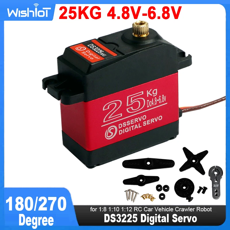 DS3225 Servo digital 25KG Engranaje totalmente metálico 270 °   180 °   Alto par IP66 impermeable para 1:8 1:10 1:12 RC coche vehículo rastreador Robot