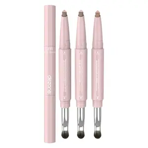 Dezone Two-in-one 2 Headed Silkworm Pen Brightens High-gloss Shadow Three-dimensional Comic Beauty Brown Peach Pink Silkworm Pen