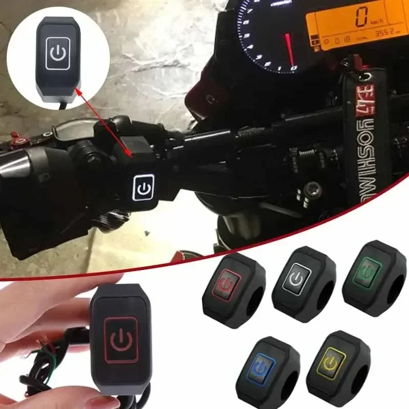 1pc Motorcycle Light Switch Electric Vehicle Handlebar Switch Waterproof Headlight Self-locking Ring-shaped Start Power Button.