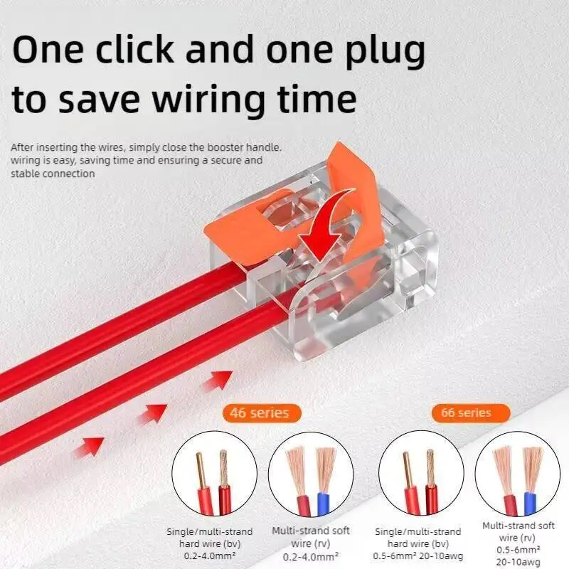 

Wire Connector Electrical Lever Strip Terminal Blocks Cage Spring Universal Compact Quick Wiring Conductors Push-in Connectors