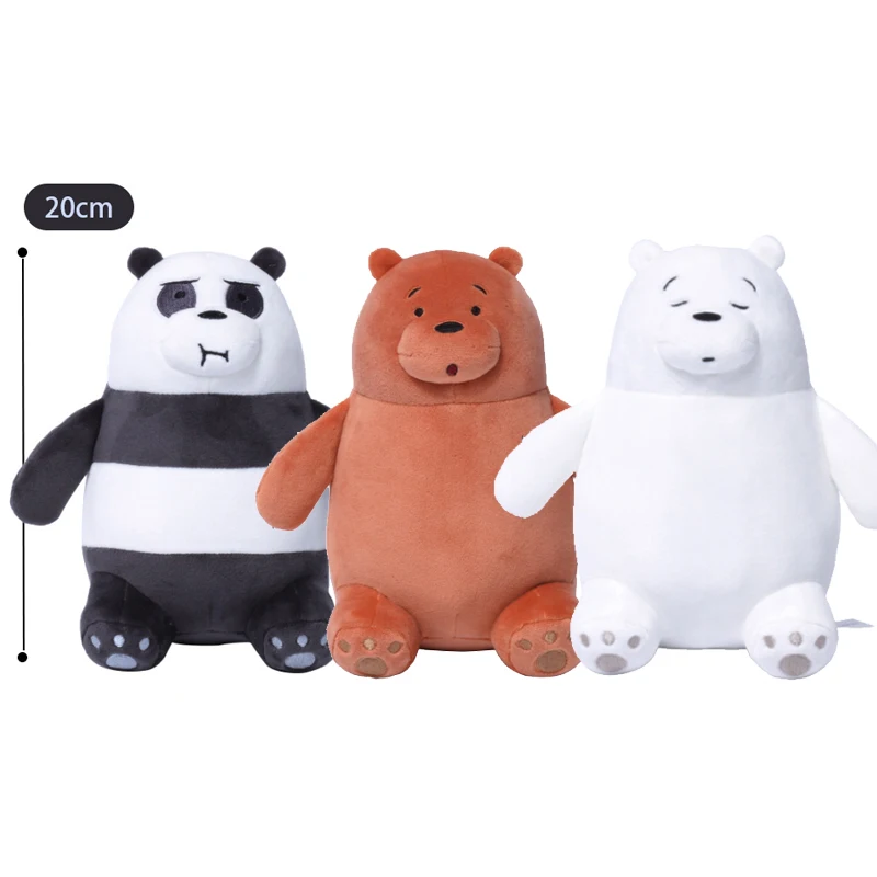 We Bare Bears Plüschtier Sitzend vs. Stehend Grizzly Panda Eisbär Cartoon Stofftier Puppe als Geschenk für Kinder – Detail 9