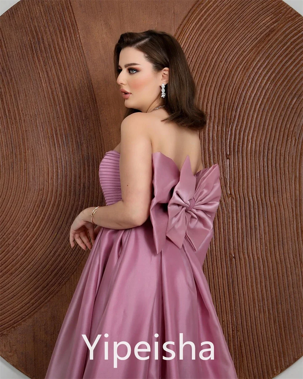 Yipeisha Prom Dress Fashion Exquisite Strapless A-line Quinceanera  Shirred Draped Satin Custom