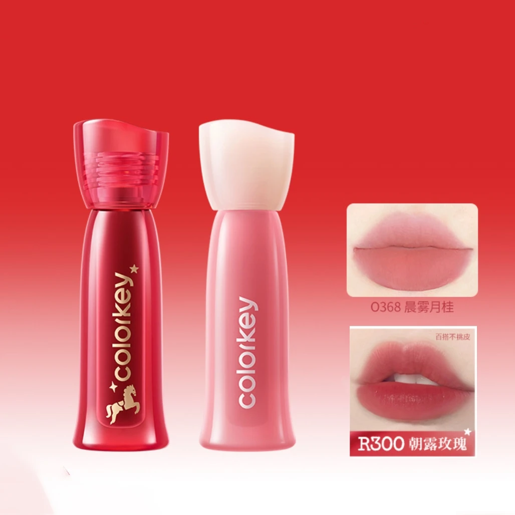 COLORKEY Twin Rose Water Mist Lip Glaze Provides Long-Lasting Hydration Reduces Lip Wrinkles Nature Brightens Complexion
