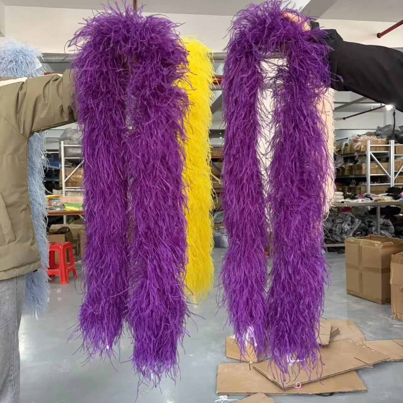 Red Purple Ostrich Feather Boa Shawl 3 4 6 8 10PLY Ostrich Scarf 2M for Wedding Party Carnival Costume Dress Sewing Decoration