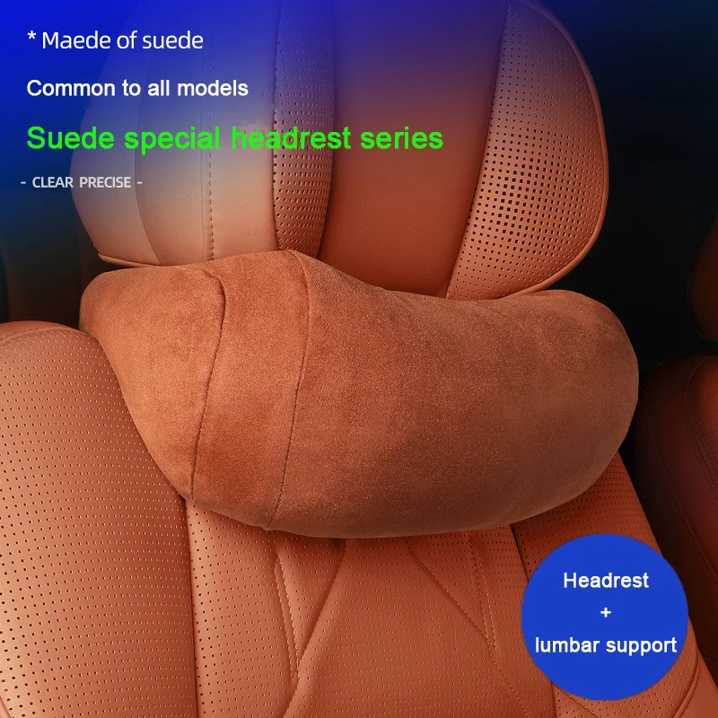 

Suede Headrest Luxury Car Neck Rest Pillows Seat Cushion Lumbar Pillow Waist Support For Mercedes Benz BMW AUDI HYUNDAI KIA BYD