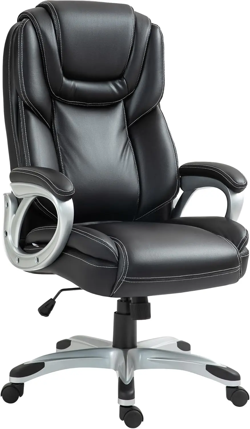 

Office Chair, High Ba Desk Chair With Tilt Function, Padded Armrest, Swivel Wheels, Executive Pu Leather Computer Chair,