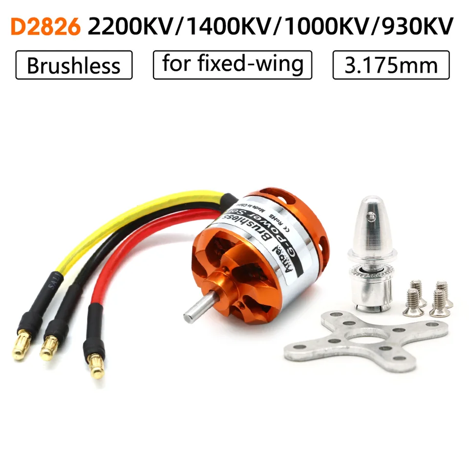 D2826 Brushless Motor 930KV 1000KV 1400KV 2200KV For RC Aircraft