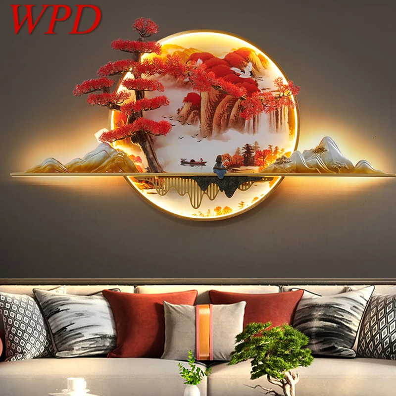 

WPD Modern Picture Wall Light LED Chinese Creative Landscape Pine Mural Lamp For Home Living Room Study Bedroom Decor