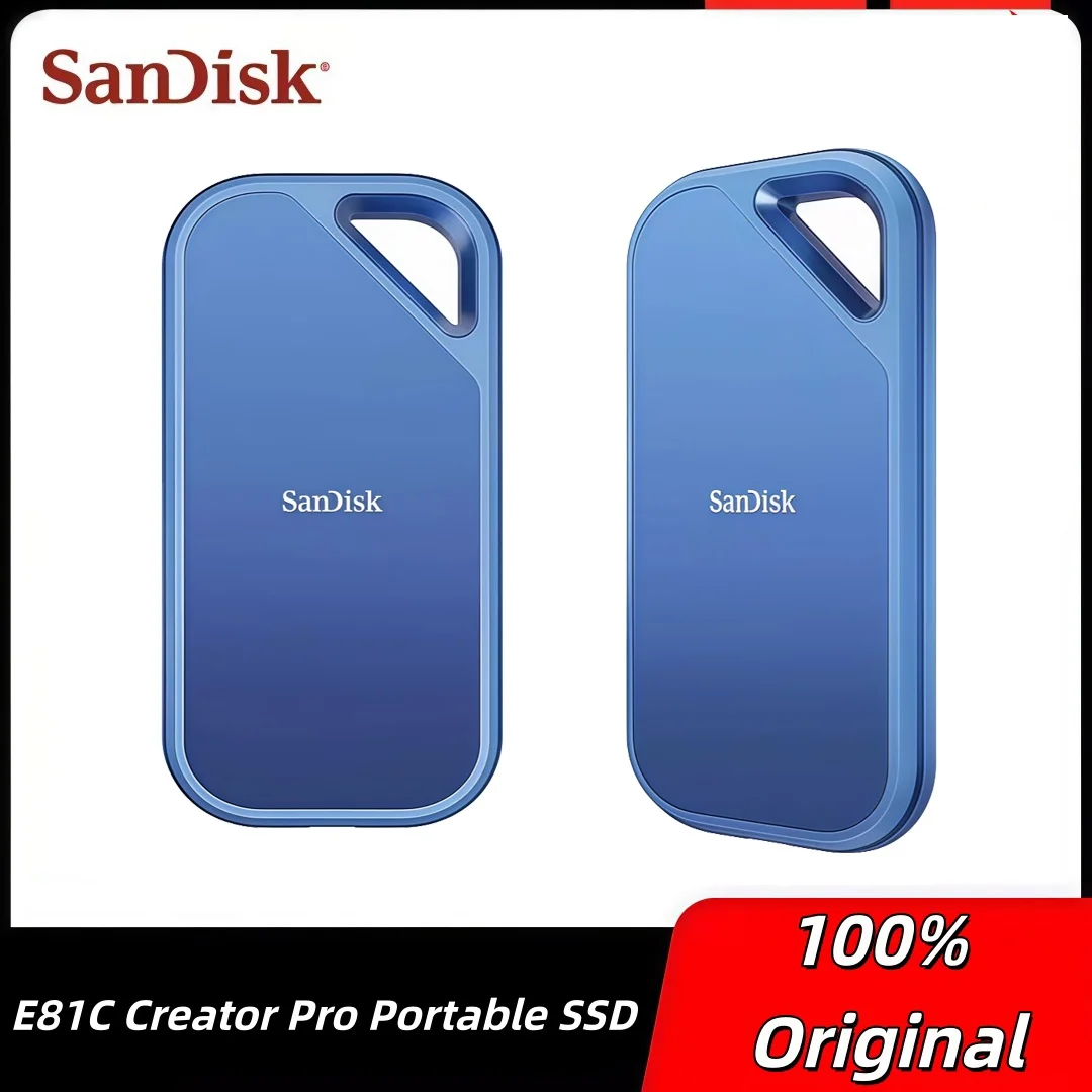 

Оригинальный портативный SSD Sandisk E81C Creator Pro 1 ТБ 2 ТБ 4 ТБ USB 3.2 Gen 2x2 PSSD, скорость чтения до 2000 МБ/с, твердотельный накопитель