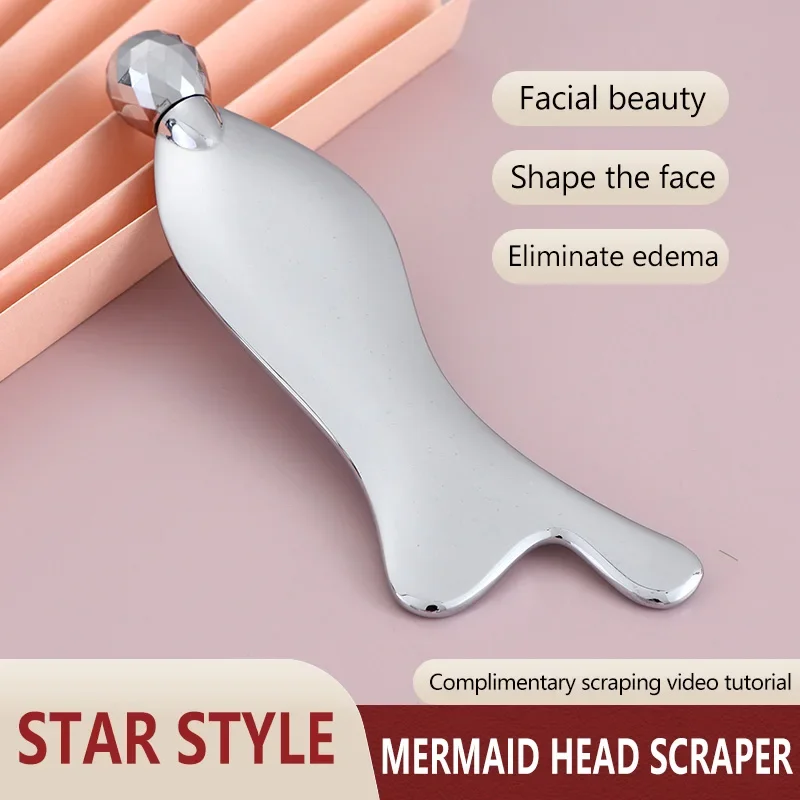 Fish Guasha board face lift lymphatic drainage stainless Steel Guasha neck 3D roller beauty massage tool