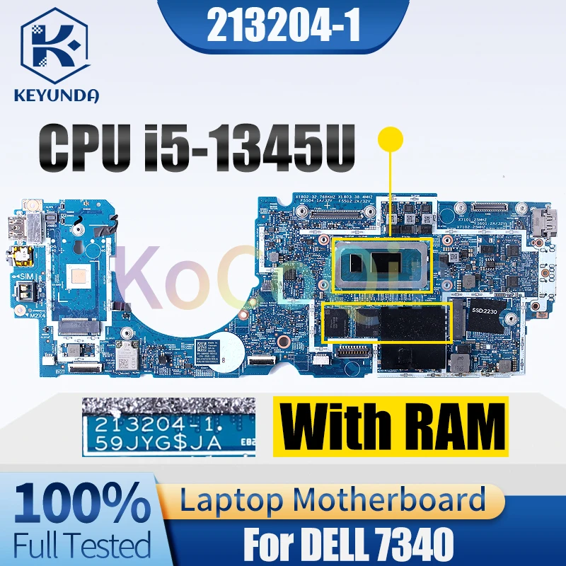 Placa base para ordenador portátil DELL 213204, 08NH88 i5-1345U, con RAM, completamente probada, 7340