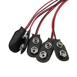 5Pcs 9V Battery Snap Connector Clip Lead Wires Holder I-Type 9 Volt Battery Buckle 15CM Black Red Cable Connectors