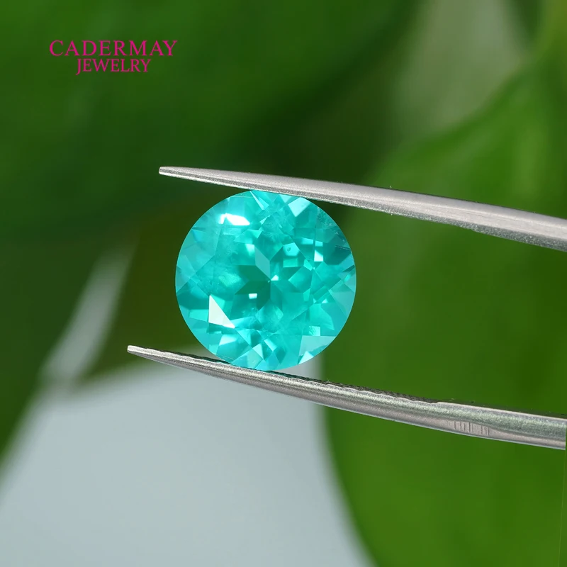 Paraiba Yttrium الألومنيوم العقيق YAG أحجار كريمة مفكوكة 7 مللي متر 8 مللي متر 10 مللي متر شكل دائري الاصطناعية Paraiba أحجار فضفاضة لصنع المجوهرات