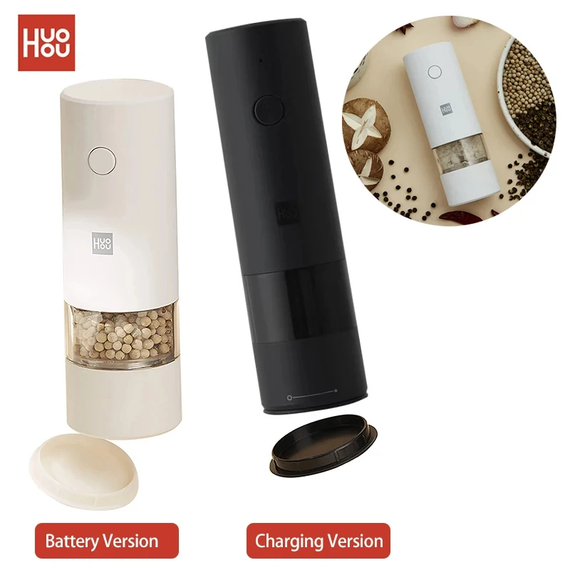 mijai Huohou Electric Grinder Automatic Mill Pepper And Salt LED Light 5 Modes Peper Spice Grain Pulverizer For Cooking