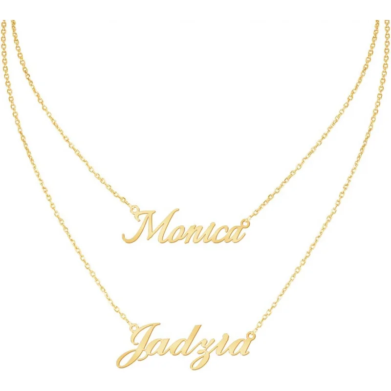 

Layered Choker Heart Personalized Name Necklace for Women Girls, 18K Gold Plated Custom Nameplate Hypoallergenic Christmas Gift