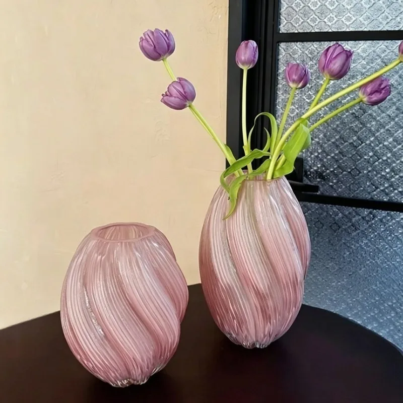 Luxury Hydroponic Vase Minimalist Twisted Glass Vase Modern Artistic Desktop Flower Vases Dining Table Decorative Accessories