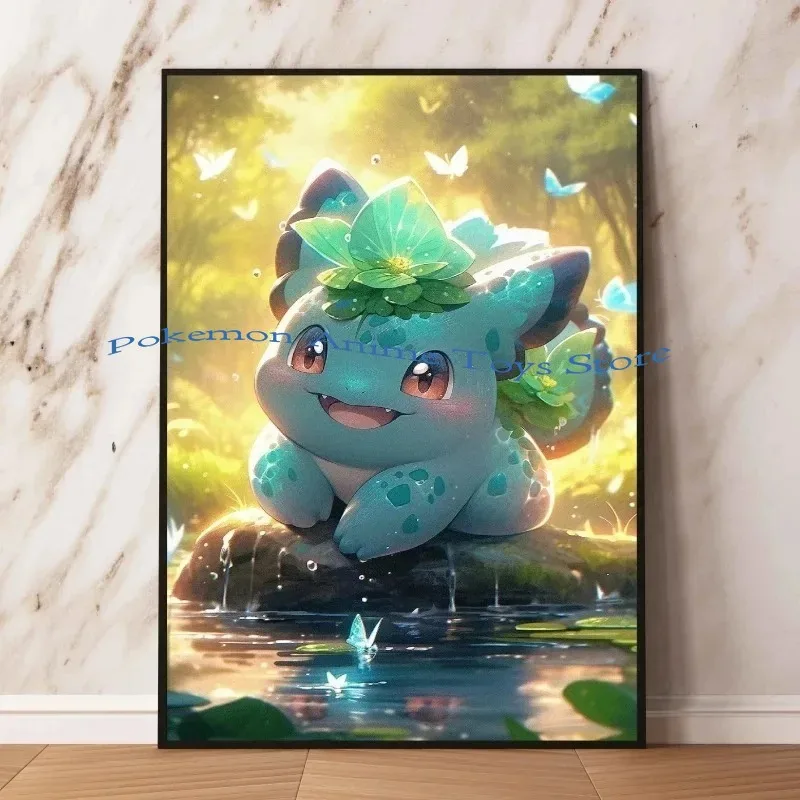 Van Gogh Starry Sky Pokemon Anime Figures Pikachu Watercolor Painting Canvas Posters and Prints Wall Art Picture for Living Room