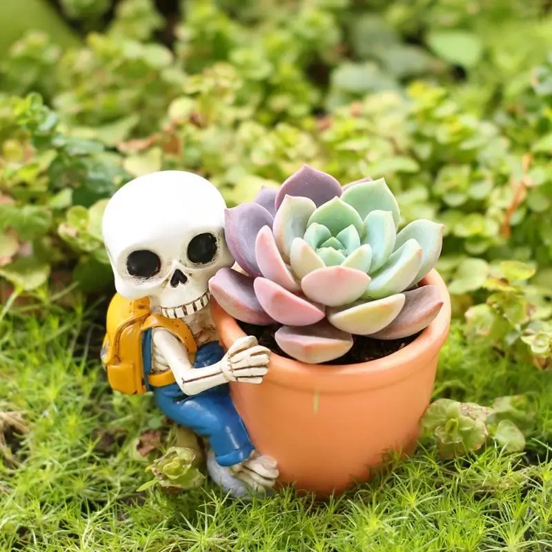 Creative Halloween Themed Resins Planter Skull Head Planter For Home Office Garden Decoration Y5GB