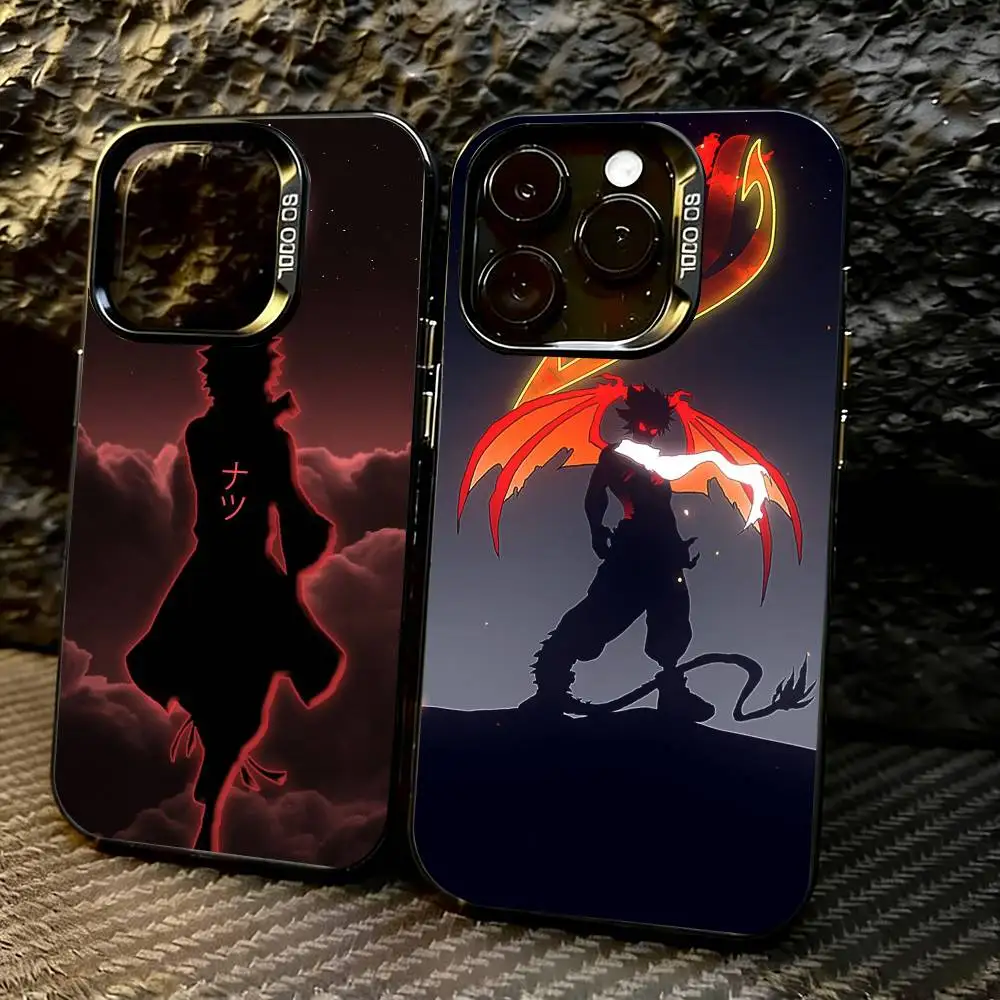 Funda para Teléfono Fairy Tail Natsu Dragon Slayer para iPhone 17, 16, 15, 14, 13, 12, 11 Plus, Pro Max, XS, Funda Plateada Colorida