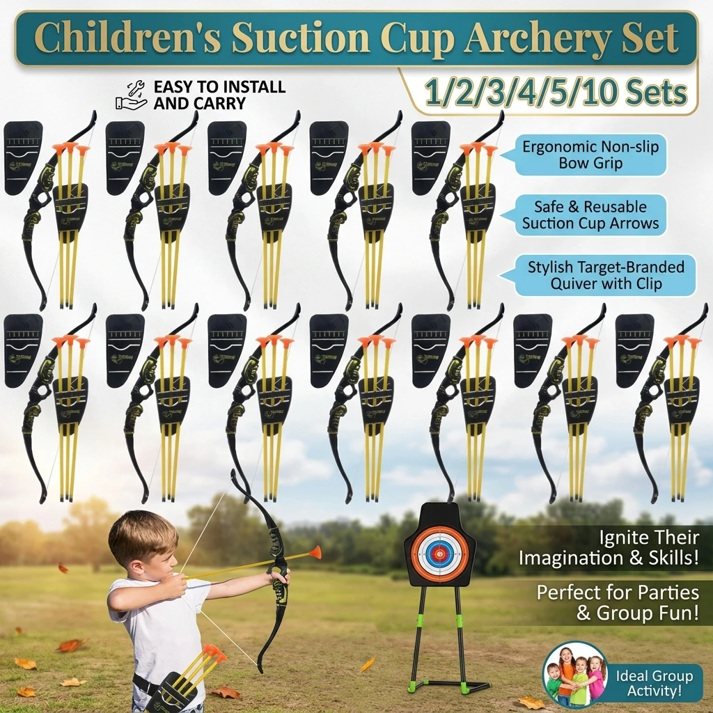 1/2/3/4/5/10Sets Children's Suction Cup Archery Set - Home Shooting Game Non-Reflex Bow And Arrow Set For Kids Stress Relief