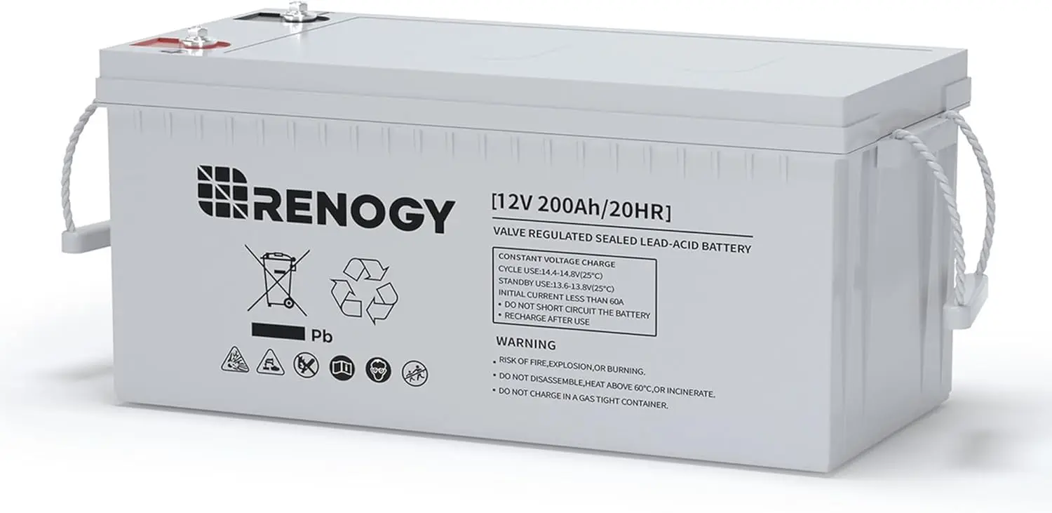 

Deep Cycle AGM Battery 12 Volt 200Ah, 3% Self-Discharge Rate, 2000A Max Discharge Current, Safe Charge Most Home Appliances for