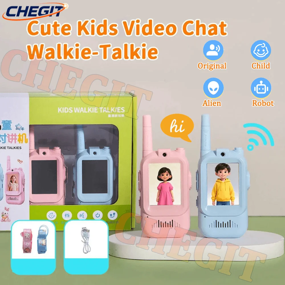 Walkie Talkies for Kids Video Walkie Talkies 2 Pack with Screen Display Voice Changer Real-Time Video Chat Gifts for Boys Girls