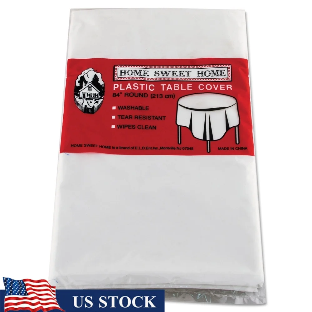 

Heavy-Duty Round Plastic Table Covers 84 Inch White Pack of 6 Disposable Opaque Events Spills Protection Year-Round Use