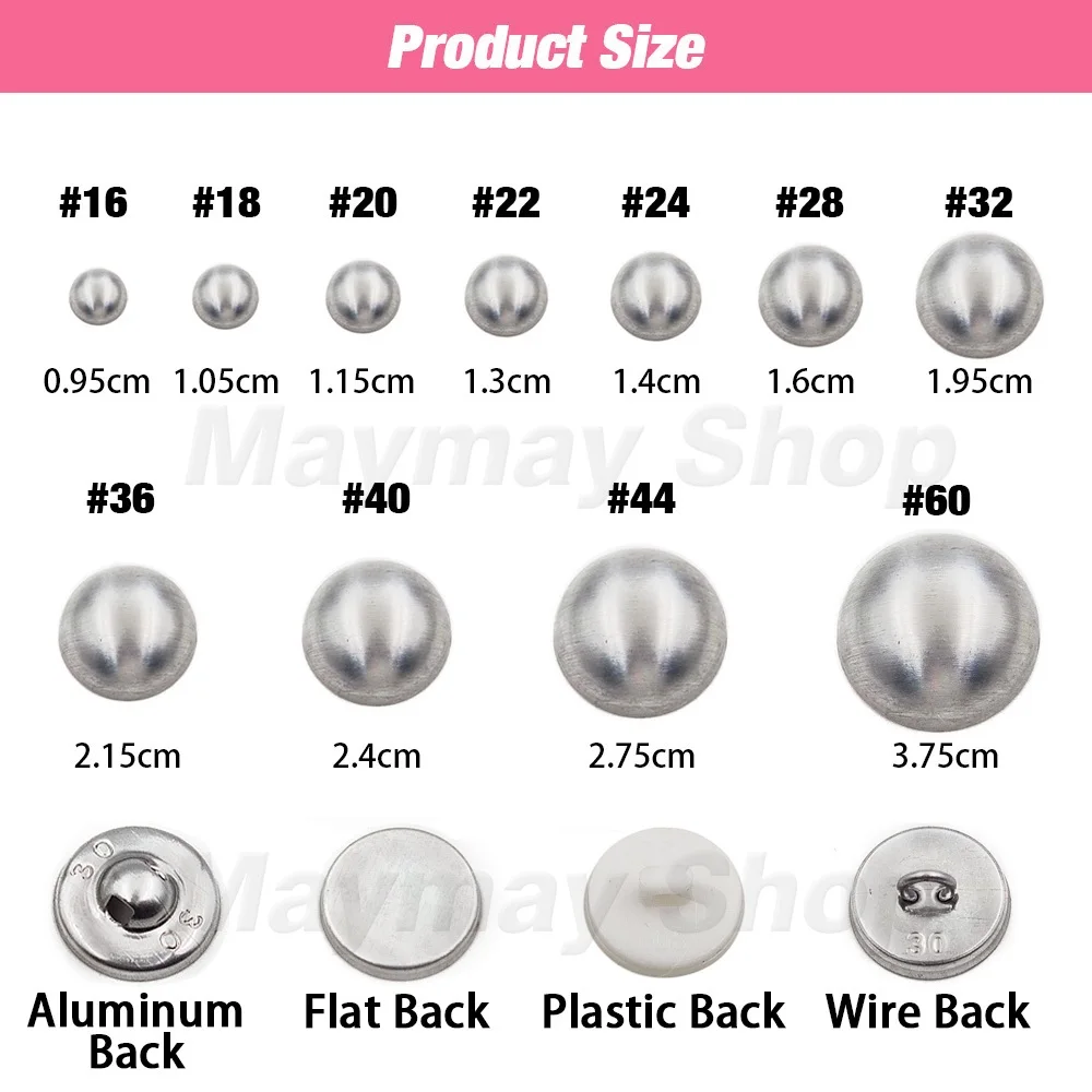 100Sets #16-60 Covered Button Fabric buttons Round Mushroom Shape Fabric Cloth Cover Buttons For DIY Handmade Fabric Accessories